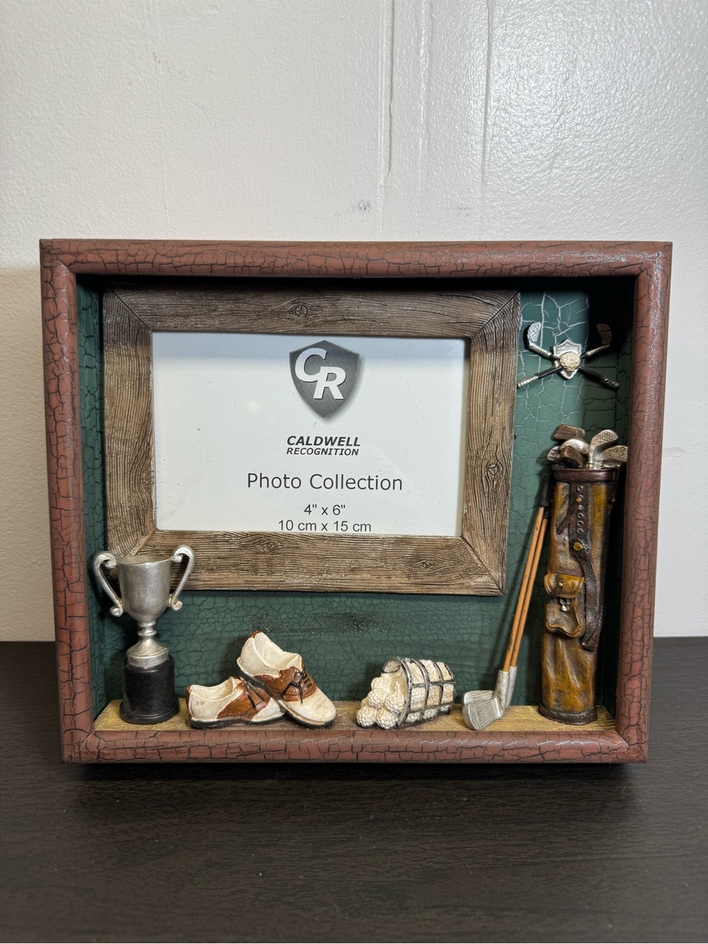 Vintage Golf Shadow Box 4x6 Photo Frame Clubs Trophy Golf Bag Decor